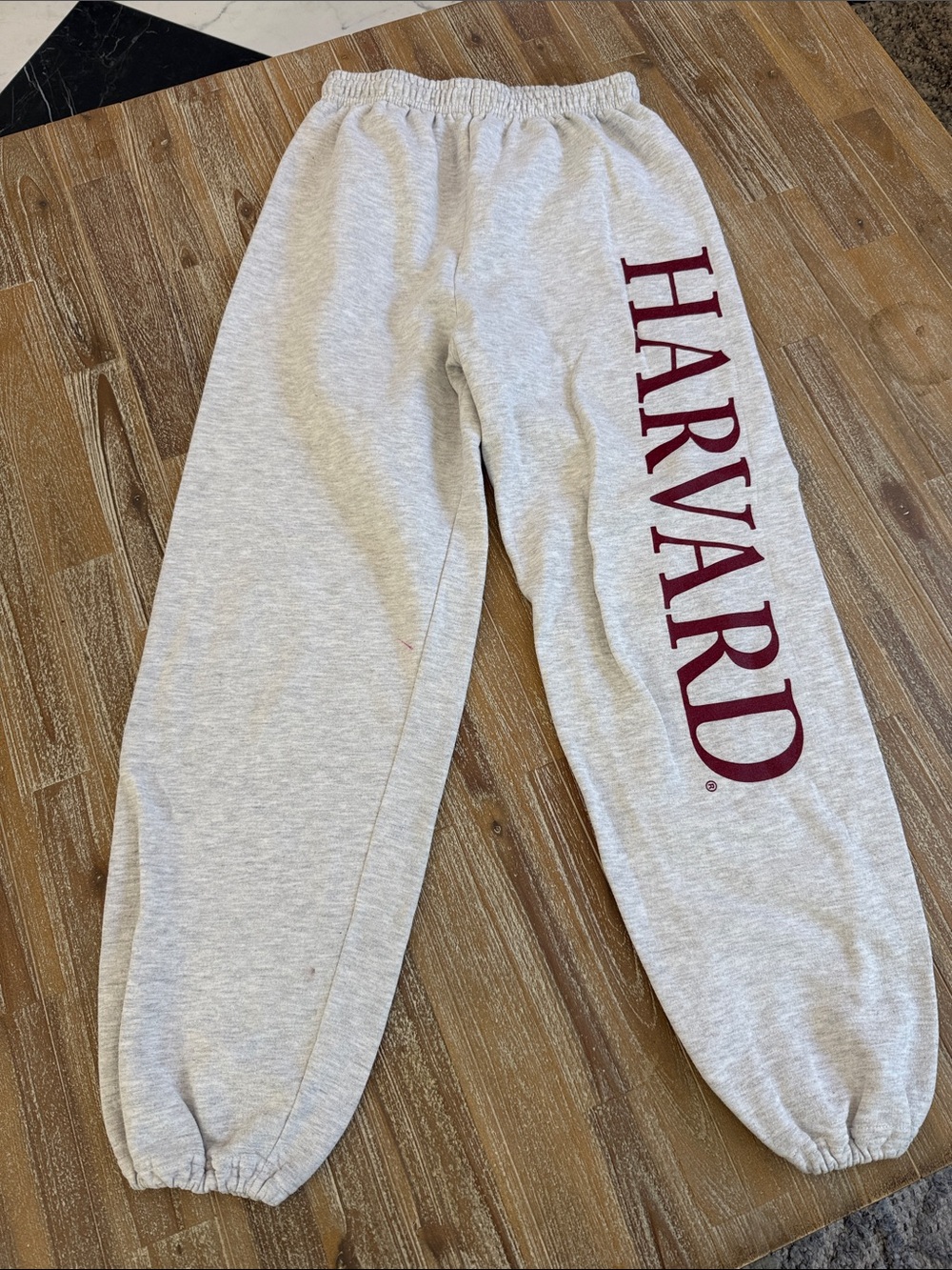 Gildan Heather Gray Sweatpants with Maroon HARVARD Vertical Logo